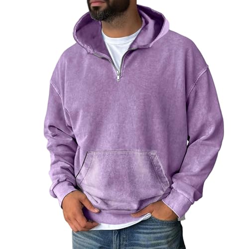 Quarter Zip Up Hoodie Men Soft Long Sleeve Big and Tall Hoodies Basic Fit Oversized Y2k Streetwear Pullover Hoodie