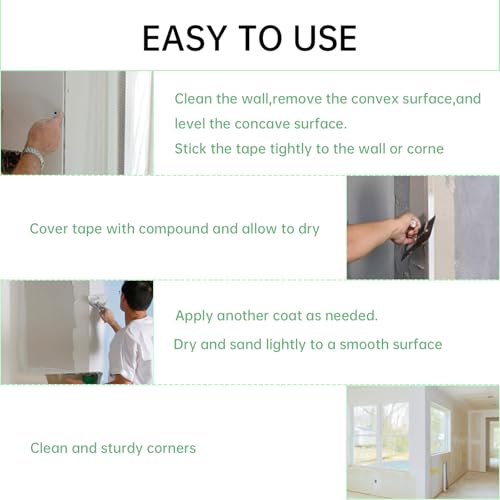 Image of 1.96 Inch Wide Self-Stick Drywall Tape, 132 Inch PVC Joint Compound Tape for Crack Repair - No Primer Needed, Instant Adhesion on Wood /Metal /Concrete (Professional Grade)
