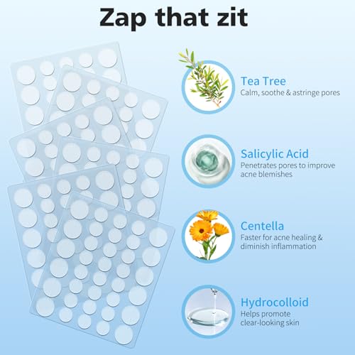 QUSTERE Pimple Patches for Face, Hydrocolloid Acne Patches, Cute Round Shape Zit Covers, Spot Stickers with Tea Tree, Salicylic Acid & Cica Oil| 2 Sizes (9mm, 12mm) |288 Count | Cute Round Shape - Image 4