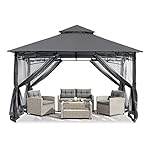 ABCCANOPY Gazebos for Patios 8x8 - Outdoor Steel Frame Gazebo with Mosquito Netting for Lawn Backyard Garden Deck (Dark Gray)