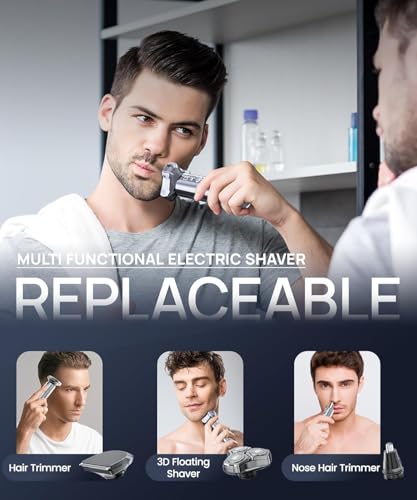 Image of Electric Razor for Men，10,000RPM High-Speed Motor, IPX8 Waterproof, 𝐔𝐩𝐠𝐫𝐚𝐝𝐞𝐝 𝐂𝐮𝐫𝐯𝐞𝐝 𝐑𝐚𝐳𝐨𝐫 𝐅𝐨𝐢𝐥， Quick Charge & Travel Lock，Gifts for Men Husband Father