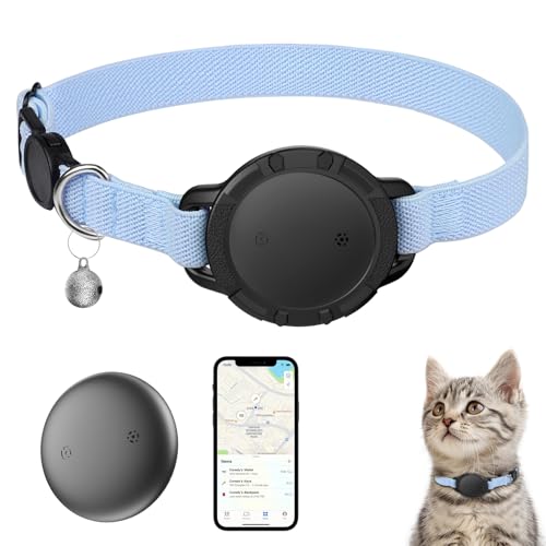 NozlaID Katzen Tracker (iOS & Android) - Mini SmartTag Tracker Ohne ABO f&uuml;r Katze - Kompatibel mit Apple Find My & Google Find Hud - Dehnbares GPS Katzenhalsband mit Glocke (1 Pack)