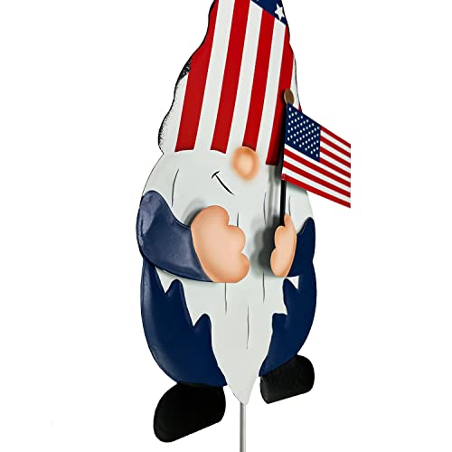 Metal American Flag Garden Stakes, Usa Patriotic Gnomes Yard Stake For Patio Lawn Porch 4Th Of July Outdoor Welcome Decorations #TOP1