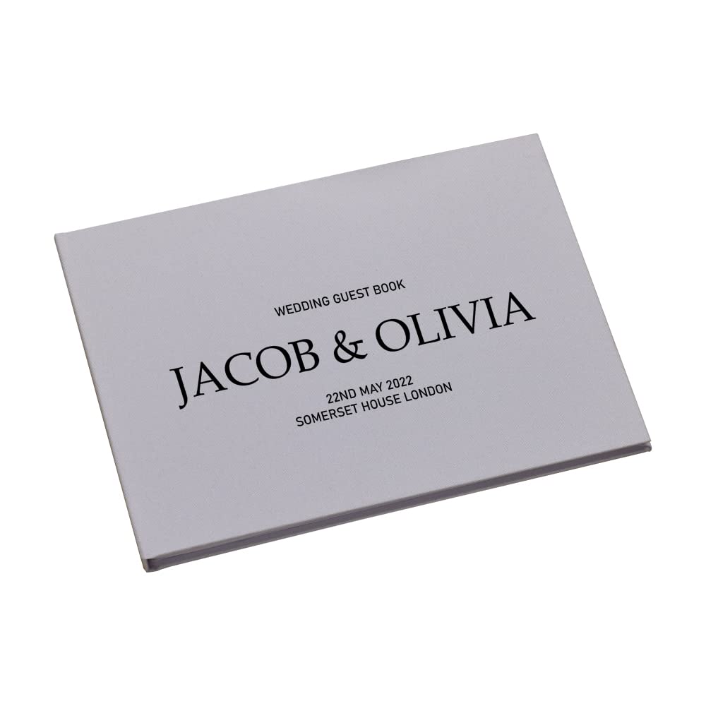 Personalised Modern bold Script Wedding Linen Guest Book Printed