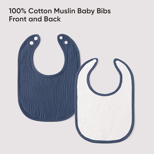Image of Bearmoss Baby Bibs for Drooling and Teething 100% Cotton Muslin Bibs for Baby Boy & Girl,Adjustable, Ultra Absorbent,8 Pack