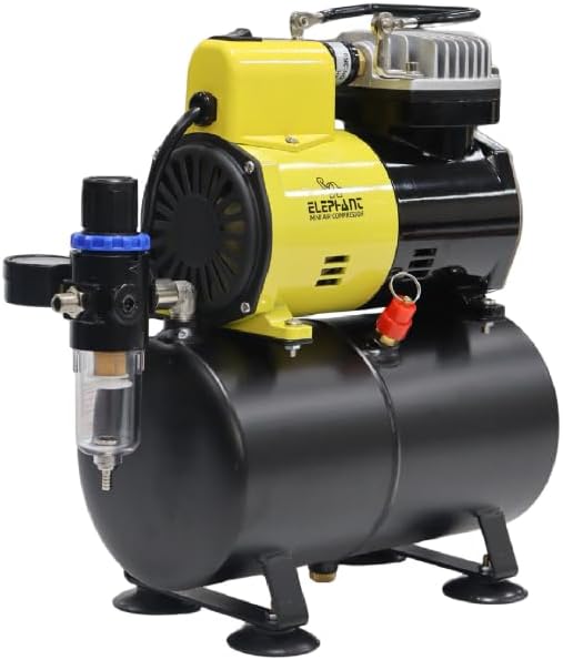 Elephant Single-Piston 3 liter Single Cylinder Air Compressor (AS-186) For use Makeup Cake, Decorating Tattoo, Face Body Painting Airbrushing