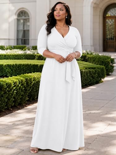 Image of PinkPatty Plus Size Maxi Dress for Women 3 /4 Sleeve Casual Long Dress