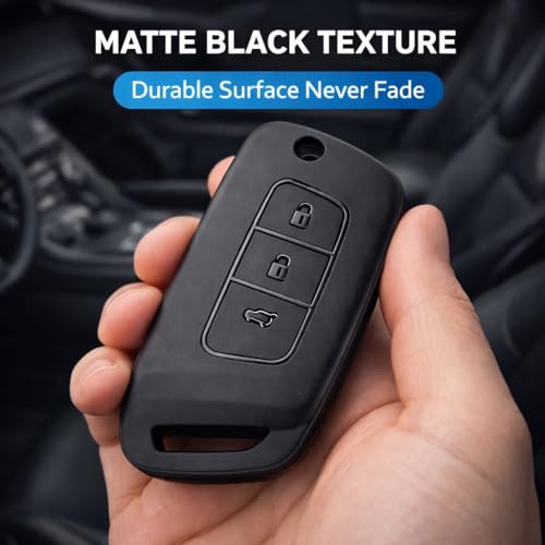 Image of JVCV Soft TPU Key Cover Compatible with New MG Hector, Hector Plus, Windsor and Windsor Pro EV Smart Key | Scratch-Resistant Protective Case (Combo - Matte Black & Transparent)
