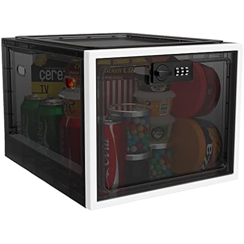iBune Lockable Box, lockable Medicine Storage Box, Transparent Lock Box for Medicine/ Phone/ Food/ Home Safety (Black) Cover