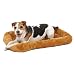 MidWest Deluxe Bolster Pet Bed for Dogs & Cats; Pet Bed Measures 24L x 18W x 2.25H Inches & Fits Standard 24" L Wire Dog Crate, Cinnamon
