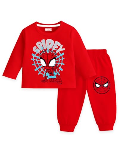 Image of Kuchipoo Marvel Boys Regular Fit Cotton T-Shirts and Pyjamas Set