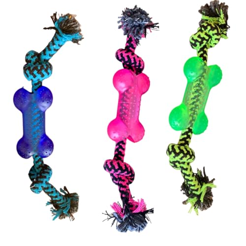 Kit 4 brinquedos para cachorro Mordedor puxador Bola Corda Azul