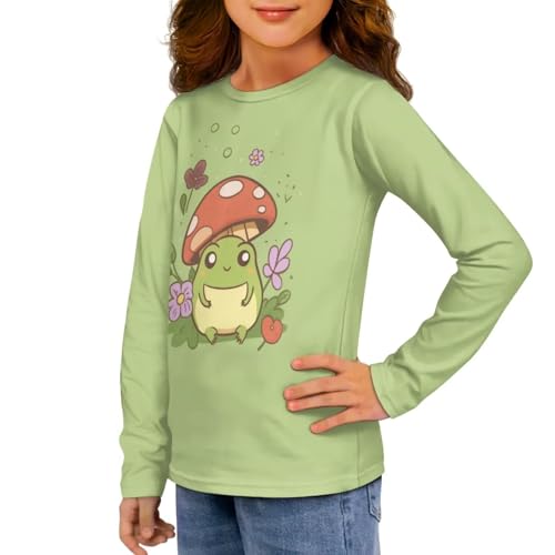 Image of Girls Long Sleeve Shirts Casual Crewneck Soft T-shirts for Girls 3-16 Years Old