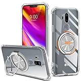 Compatible for LG G7 / LG G7 ThinQ / LG G7 Plus Case 360° Rotatable Ring Holder Kickstand/Stand [Non Yellowing] Transparent 4 Corners Shockproof Military-Grade Protective Cover Case - Crystal Clear