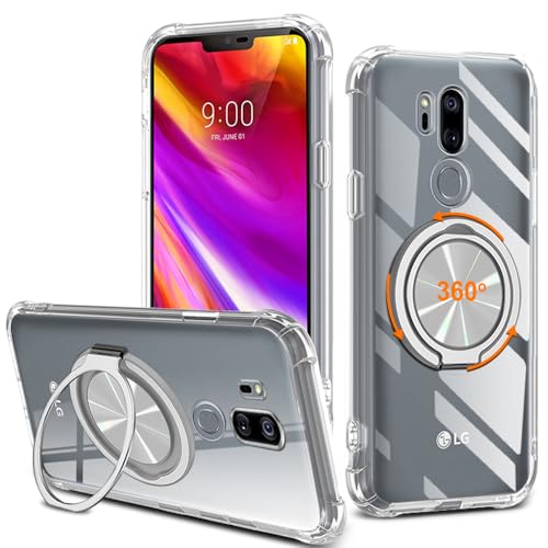 Compatible for LG G7 / LG G7 ThinQ / LG G7 Plus Case 360° Rotatable Ring Holder Kickstand/Stand [Non Yellowing] Transparent 4 Corners Shockproof Military-Grade Protective Cover Case - Crystal Clear
