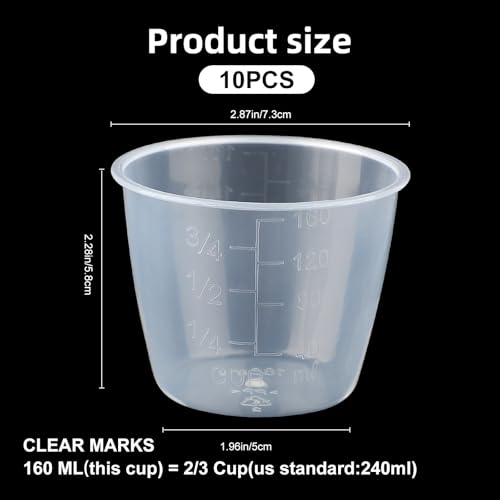 Set de 10 vasos medidores de arroz transparentes 160 ml miniatura 2