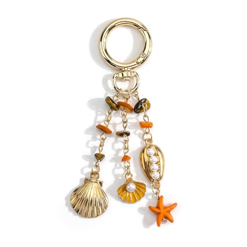 SHTALHST Ocean Keychain with Shell and Starfish Bohemian Beach Keycharm
