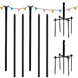 Holiday String Light Poles, 8FT Outdoor Metal Poles with Hooks, Buckle & Screws, for LED Hanging...