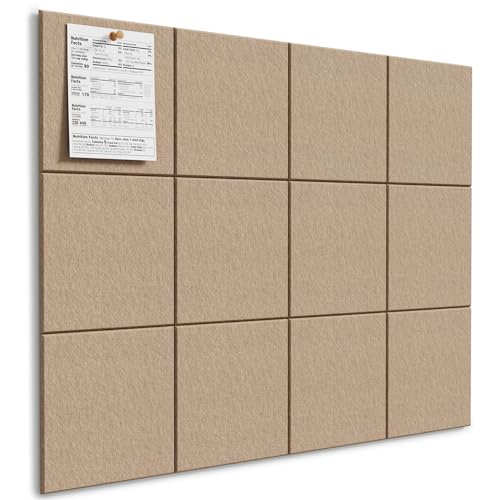 Image of MaxGear Felt Bulletin Board 48 inch x 36 inch, Tan Felt Wall Tiles Wall Decor
