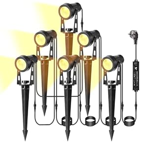 B-right 6er LED Gartenstrahler mit Erdspieß