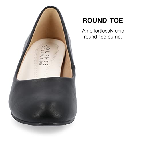 Journee Collection Womens Luu Pump With Round Toe And Slip On Block Heel, Black, 8 #TOP2