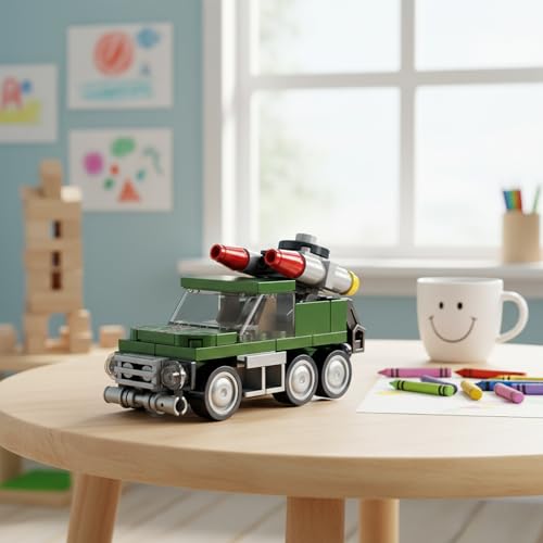 Image of STEM Armored Vehicle Building Blocks Set (86 Pcs) | DIY Missile Pickup Truck Toy for Kids 7+ Years (Boys & Girls) | Educational Construction | Creativity & Action Play Toy