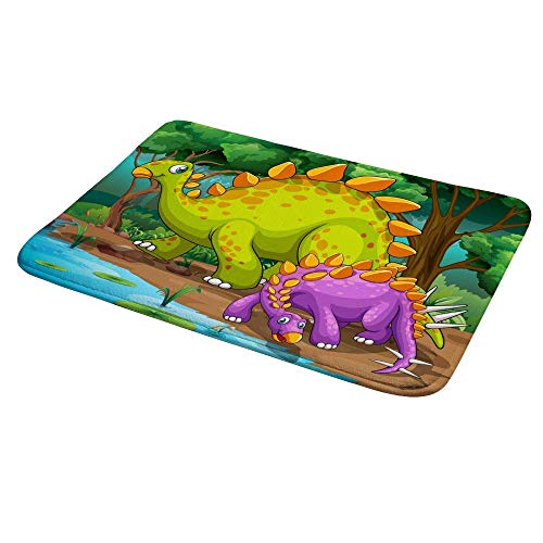 Tapis de bain lavable en machine CHEHONG anti-glisse dinosaures 78x50cm