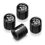 iPick Image for Dodge SRT Hellcat in Black on Black Aluminum Cylinder-Style Tire Valve Stem Caps