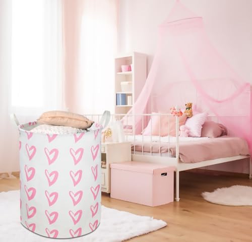 image for CLOCOR Pink Laundry Basket,Waterproof Baby Girls Nursery Hamper, Girls