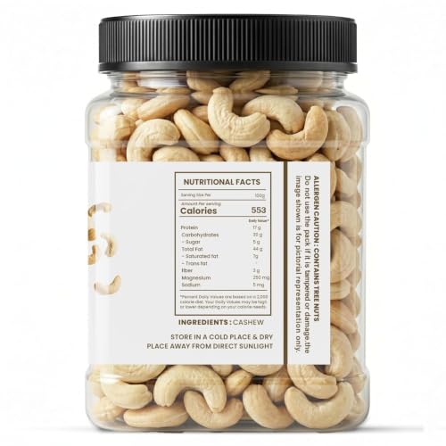 Image of Avogro Premium Whole Cashews 1KG | Natural Kaju Crunchy Dry Fruits for Snacking Baking Cooking Desserts Hygienically Packed