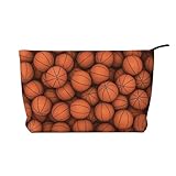 Léger et portable : le sac de maquillage imprimé orange de basket-ball mesure 17 x 22 x 7 cm, ce qui est la taille parfaite pour un sac à main ou un sac de maquillage quotidien.
