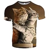 maglietta t-shirt casual manica corta girocollo con stampa animalier 3d digitale 2021 estate nuova-cat 5_5xl