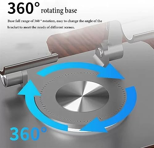 Book Stand for Reading, Cookbook Stand with 360° Rotating Base, Laptop Stand Adjustable Height, Book Holders for Reading, Notebook Stand for Desk, Tablet (Silver) (Silver)