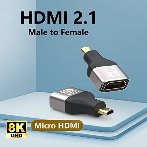 VMOJO 8K Micro HDMI to HDMI Adapter, Aluminium Micro HDMI Male to Standard HDMI Female Converter, Support 4K Video - Image 2