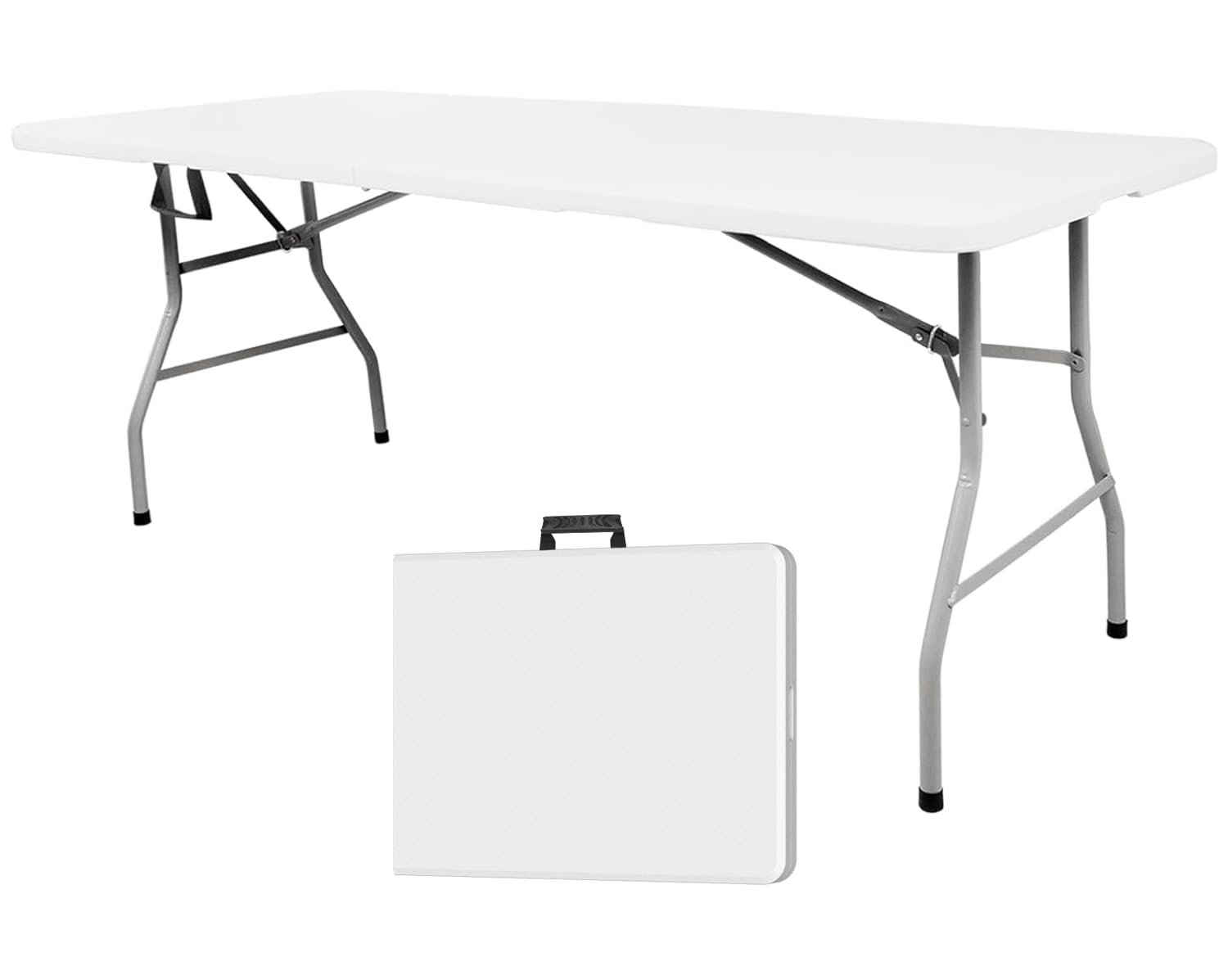 Mean Yeah 6ft Folding Table Portable Heavy Duty Plastic Utility Foldable Table Indoor Outdoor for Camping Party with