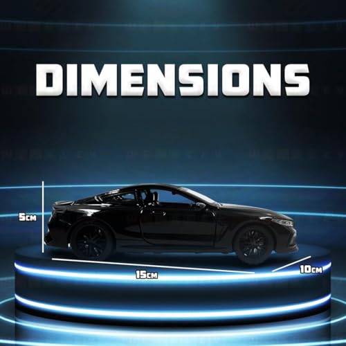 Image of Exclusive Alloy Metal Pull Back Die-Cast Car Diecast Metal Pullback Toy Car with Openable 6 Doors,Light Music Boys Gifts Toys (1:32 B-M-W M8 - Black Color)