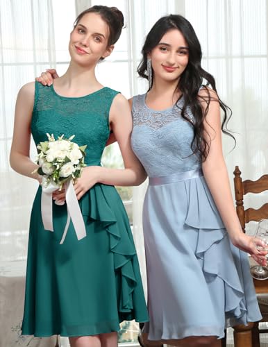Image of BeryLove Womens Boat Neck A Line Sleeveless Lace Formal Homecoming Dress
