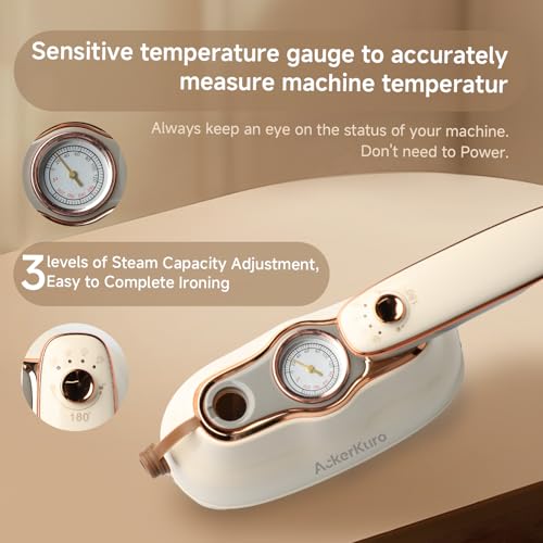 Steamer For Clothes, Steamer ＆ Iron 2 In 1,Portable Handheld travel Steam,1200W 15s Heat Up for Travel Size,Wrinkle Remover,200ml Tank,3 Modes for dress shirts for home travel,Beige, 120V - Image 6
