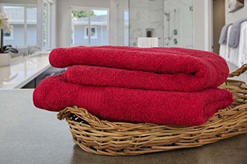 Ample Decor Hand Towel 18 X 28 Inch Pack Of 2 600 Gsm 100% Cotton, Oeko Tex Certified Soft Absorbent Thick Durable Premium Quality, For Hotel, Bathroom, Spa, Daily Use, Gym - Machine Washable - Red #TOP1