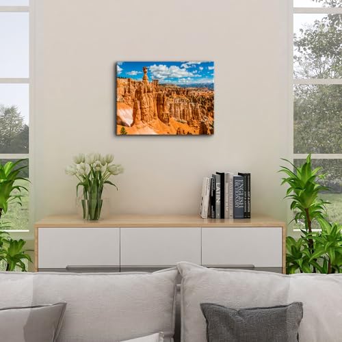 Image of Bryce Canyon National Park Canvas Wall Art Utah Beautiful Orange Mountain Photograph Picture Home Decor for Living Room Bedroom Office Wall Decoration Modern Artwork Framed Ready to Hang 12x16 inch