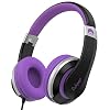 RockPapa I20 Cuffie per Bambini con Microfono, Cuffie con Filo per Bambini, Leggere e Pieghevoli, Cuffia On Ear per Didattica a Distanza/Smartphone/Tablet (Nero Viola)