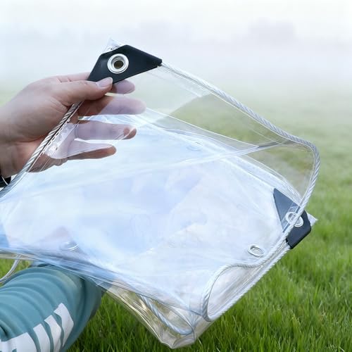Lona impermeable con ojales 155 x 175 cm resistente a la lluvia y toldo transparente 2