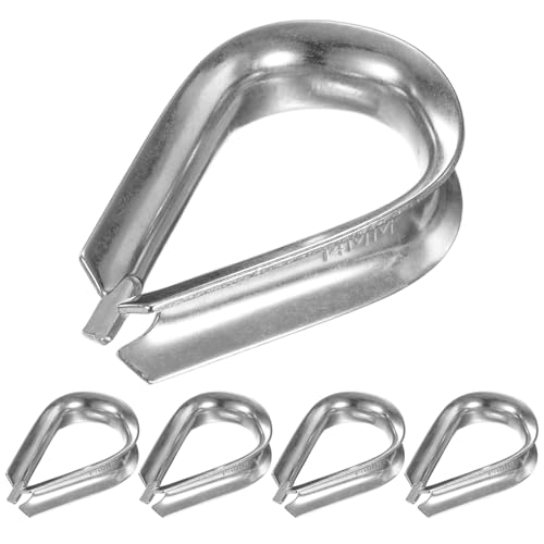 uxcell 5-Pack Wire Rope Thimbles, M14 Stainless Steel 14mm Rope Thimble Rigging for Diameter Cable Rigging/Sailing/Clothesline, Wire Cable Protection