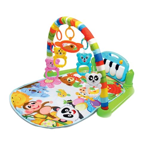 SOLLENT ベビージム プレイマット 音楽 おもちゃ付き ベッドメリーベビージム 0か月~ 赤ちゃん 幼児 ベビー ジム メリー 男女共用 取り外す可能 知育おもちゃ 幼児用寝具 出産祝い 新生児 3ヶ月から対象 (P)