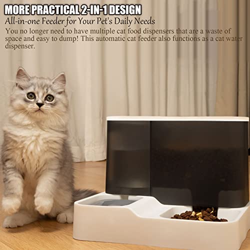 Kathson All-In-One Automatic Cat Feeder And Water Dispenser Set Gravity Cat Food And Water Bowl Set Automatic Pet Feeder And Water Dispenser For Small Dogs Puppy Cats Pets(Grey) #TOP1
