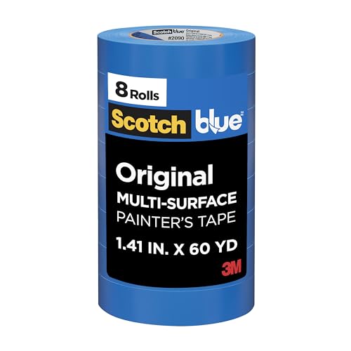 Cinta de pintor azul que evita manchas y se despega sin romper la pared pintada