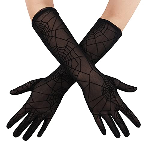 DOCILA Black Spider Web Sheer Gloves for Women