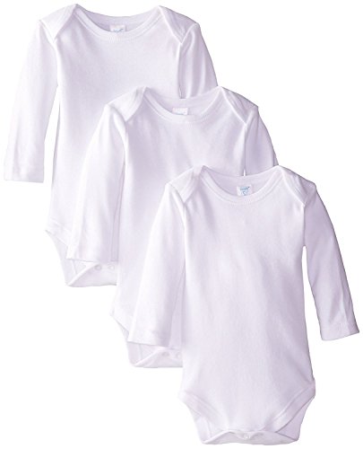 Spasilk Unisex-Baby Newborn 3-Pack Long Sleeve Lap Shoulder Bodysuit, White, 24 Months