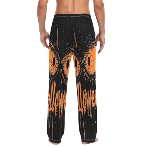 Qilmy Halloween Scared Eyes Men's Cotton Pajama Pants, Lightweight Lounge Sleepwear with Drawstring and Pocket3