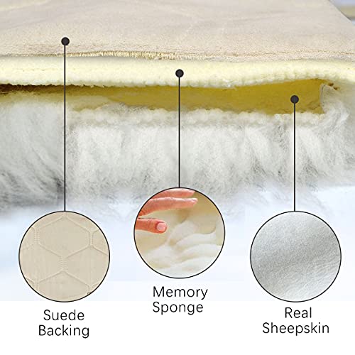 Gracefur Natural Sheepskin Car Seat Cushion Cover Winter Warm Luxury Long Wool Seat Covers Universal Fit For Car, Office Chair And Armchair 1 Piece (White) #TOP3